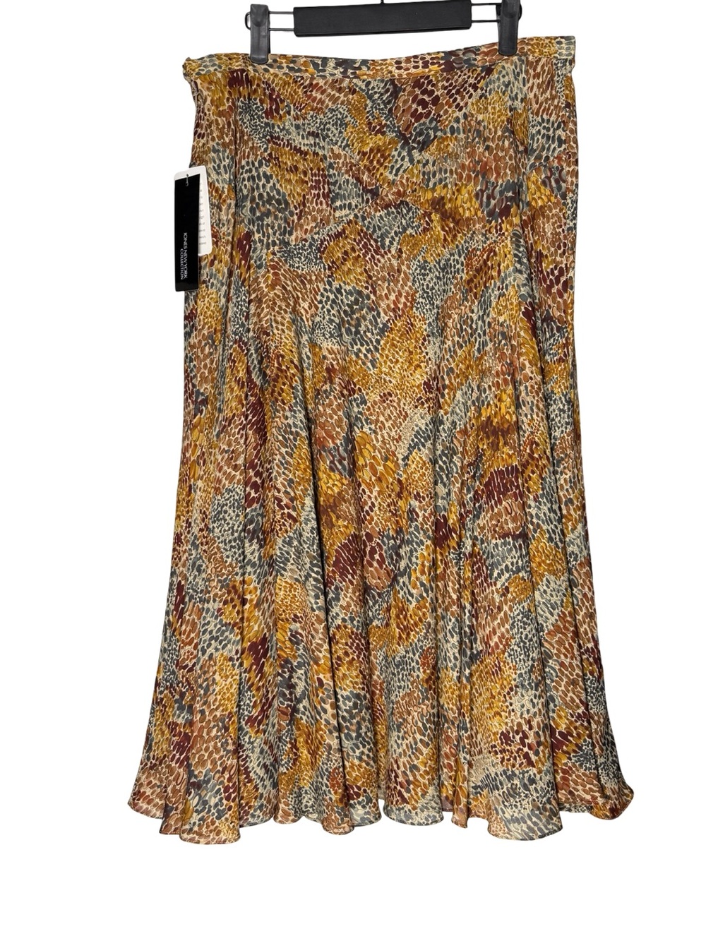 Jones New York 100% Silk Midi Skirt Sz 14 Earth Tone Snake Print Boho Flowy NWT - Picture 2 of 7